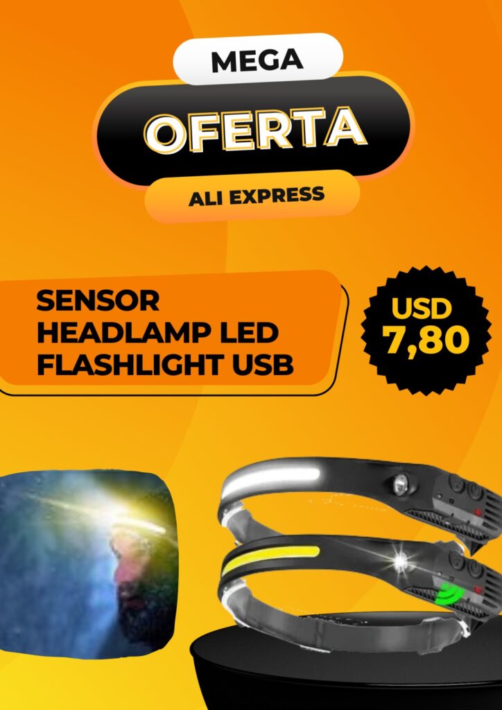 Sensor Headlamp LED Fhashlight USB a partir de $7,80